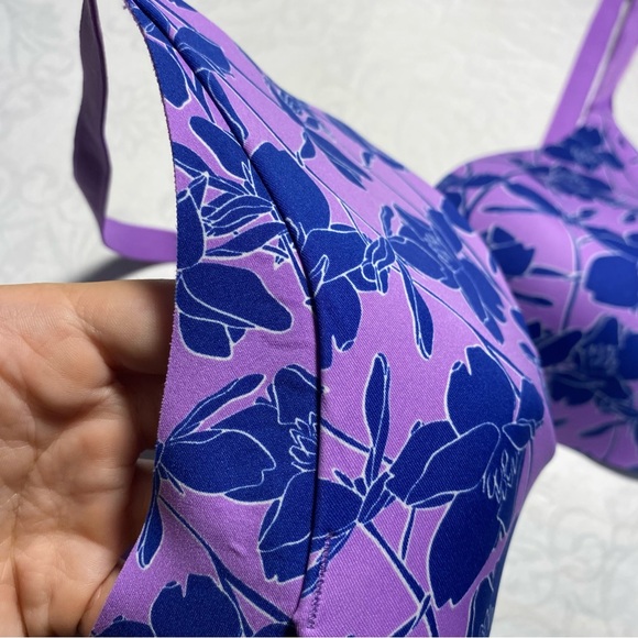 KNIX Wing Woman Contour Bra Violet Magnolia Sz 5 38 40 Wireless Bralette Floral - Picture 11 of 14
